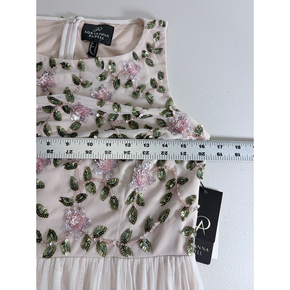 NWT Adrianna Papell Ivory Floral Beaded Sequin Maxi Dress Size 6 Garden Party - Picture 13 of 16